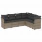 Preview: 6-tlg. Garten-Sofagarnitur mit Kissen Grau Poly Rattan