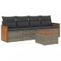 Preview: 5-tlg. Garten-Sofagarnitur mit Kissen Grau Poly Rattan