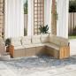 Preview: ARDEBO.de - 6-tlg. Garten-Sofagarnitur mit Kissen Beige Poly Rattan