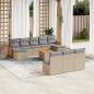 Preview: ARDEBO.de - 11-tlg. Garten-Sofagarnitur mit Kissen Beige Poly Rattan
