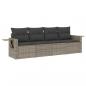 Preview: 4-tlg. Garten-Sofagarnitur mit Kissen Grau Poly Rattan