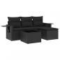 Preview: 4-tlg. Garten-Sofagarnitur mit Kissen Schwarz Poly Rattan