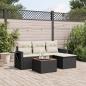 Preview: ARDEBO.de - 5-tlg. Garten-Sofagarnitur mit Kissen Schwarz Poly Rattan