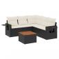 Preview: 6-tlg. Garten-Sofagarnitur mit Kissen Schwarz Poly Rattan