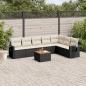 Preview: ARDEBO.de - 8-tlg. Garten-Sofagarnitur mit Kissen Schwarz Poly Rattan