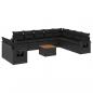 Preview: 11-tlg. Garten-Sofagarnitur mit Kissen Schwarz Poly Rattan