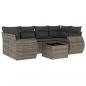 Preview: 7-tlg. Garten-Sofagarnitur mit Kissen Grau Poly Rattan