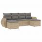 Preview: 6-tlg. Garten-Sofagarnitur mit Kissen Beige Poly Rattan