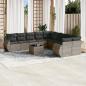 Preview: ARDEBO.de - 11-tlg. Garten-Sofagarnitur mit Kissen Grau Poly Rattan