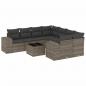 Preview: 9-tlg. Garten-Sofagarnitur mit Kissen Grau Poly Rattan