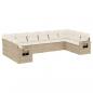 Preview: 10-tlg. Garten-Sofagarnitur mit Kissen Beige Poly Rattan