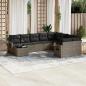 Preview: ARDEBO.de - 10-tlg. Garten-Sofagarnitur mit Kissen Grau Poly Rattan