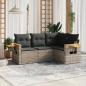 Preview: ARDEBO.de - 4-tlg. Garten-Sofagarnitur mit Kissen Grau Poly Rattan