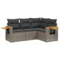 Preview: 4-tlg. Garten-Sofagarnitur mit Kissen Grau Poly Rattan