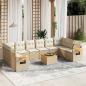 Preview: ARDEBO.de - 11-tlg. Garten-Sofagarnitur mit Kissen Beige Poly Rattan