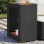 Preview: ARDEBO.de - Garten-Beistelltisch mit Holzplatte Schwarz Poly Rattan
