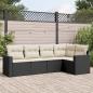 Preview: ARDEBO.de - 5-tlg. Garten-Sofagarnitur mit Kissen Schwarz Poly Rattan