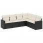 Preview: 6-tlg. Garten-Sofagarnitur mit Kissen Schwarz Poly Rattan