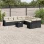 Preview: ARDEBO.de - 11-tlg. Garten-Sofagarnitur mit Kissen Schwarz Poly Rattan