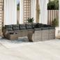 Preview: ARDEBO.de - 11-tlg. Garten-Sofagarnitur mit Kissen Grau Poly Rattan