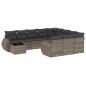 Preview: 11-tlg. Garten-Sofagarnitur mit Kissen Grau Poly Rattan