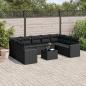 Preview: ARDEBO.de - 10-tlg. Garten-Sofagarnitur mit Kissen Schwarz Poly Rattan
