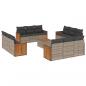 Preview: 13-tlg. Garten-Sofagarnitur mit Kissen Grau Poly Rattan