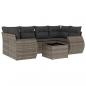 Preview: 7-tlg. Garten-Sofagarnitur mit Kissen Grau Poly Rattan