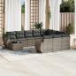 Preview: ARDEBO.de - 11-tlg. Garten-Sofagarnitur mit Kissen Grau Poly Rattan