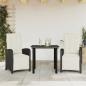 Preview: ARDEBO.de - 3-tlg. Bistro-Set mit Kissen Schwarz Poly Rattan