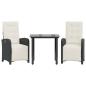 Preview: 3-tlg. Bistro-Set mit Kissen Schwarz Poly Rattan