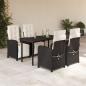 Preview: ARDEBO.de - 5-tlg. Garten-Essgruppe mit Kissen Schwarz Poly Rattan
