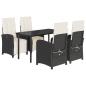 Preview: 5-tlg. Garten-Essgruppe mit Kissen Schwarz Poly Rattan