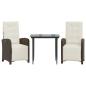 Preview: 3-tlg. Bistro-Set mit Kissen Braun Poly Rattan