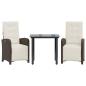 Preview: 3-tlg. Bistro-Set mit Kissen Braun Poly Rattan