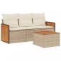 Preview: 4-tlg. Garten-Sofagarnitur mit Kissen Beige Poly Rattan