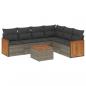 Preview: 7-tlg. Garten-Sofagarnitur mit Kissen Grau Poly Rattan