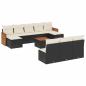 Preview: 11-tlg. Garten-Sofagarnitur mit Kissen Schwarz Poly Rattan