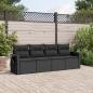 Preview: ARDEBO.de - 4-tlg. Garten-Sofagarnitur mit Kissen Schwarz Poly Rattan