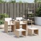 Preview: ARDEBO.de - 5-tlg. Garten-Essgruppe mit Kissen Beige Poly Rattan