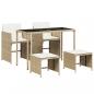 Preview: 5-tlg. Garten-Essgruppe mit Kissen Beige Poly Rattan
