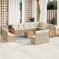 Preview: ARDEBO.de - 13-tlg. Garten-Sofagarnitur mit Kissen Beige Poly Rattan