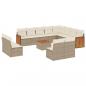 Preview: 13-tlg. Garten-Sofagarnitur mit Kissen Beige Poly Rattan