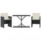 Preview: 3-tlg. Bistro-Set mit Kissen Schwarz Poly Rattan