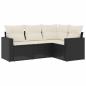 Preview: 4-tlg. Garten-Sofagarnitur mit Kissen Schwarz Poly Rattan