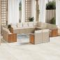 Preview: ARDEBO.de - 13-tlg. Garten-Sofagarnitur mit Kissen Beige Poly Rattan