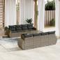 Preview: ARDEBO.de - 9-tlg. Garten-Sofagarnitur mit Kissen Grau Poly Rattan