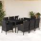 Preview: ARDEBO.de - 9-tlg. Garten-Essgruppe mit Kissen Schwarz Poly Rattan