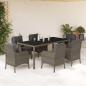 Preview: ARDEBO.de - 7-tlg. Garten-Essgruppe mit Kissen Grau Poly Rattan