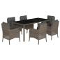 Preview: 7-tlg. Garten-Essgruppe mit Kissen Grau Poly Rattan